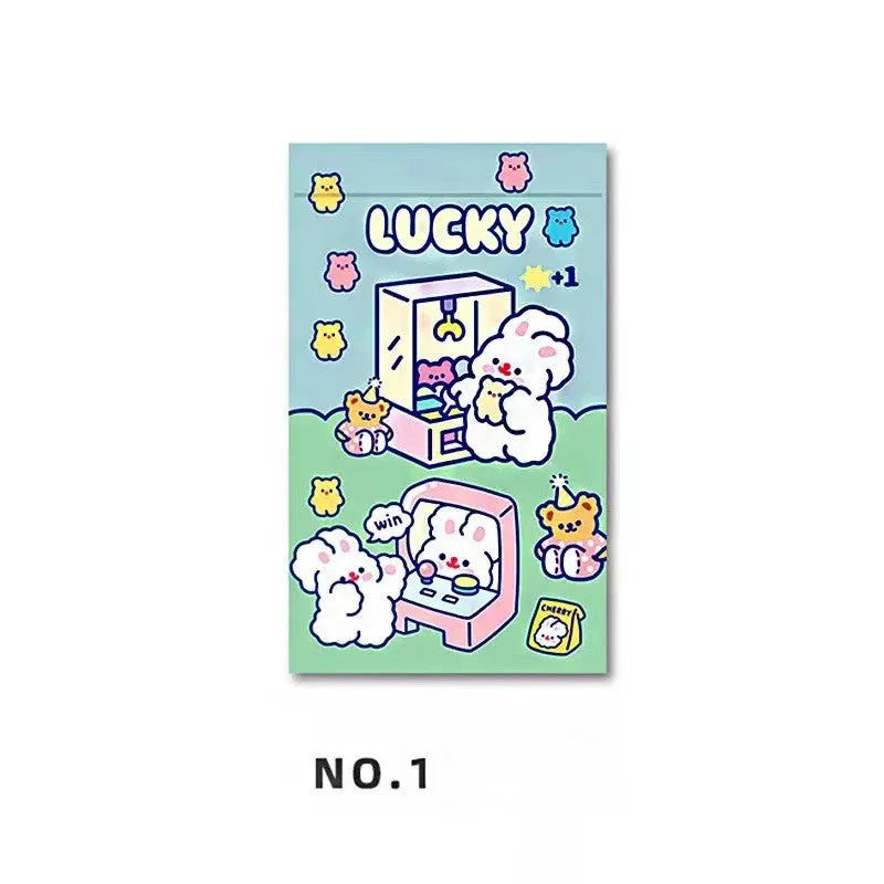 Cute rabbit theme packaging bags in green blue purple pink with four rabbit designs