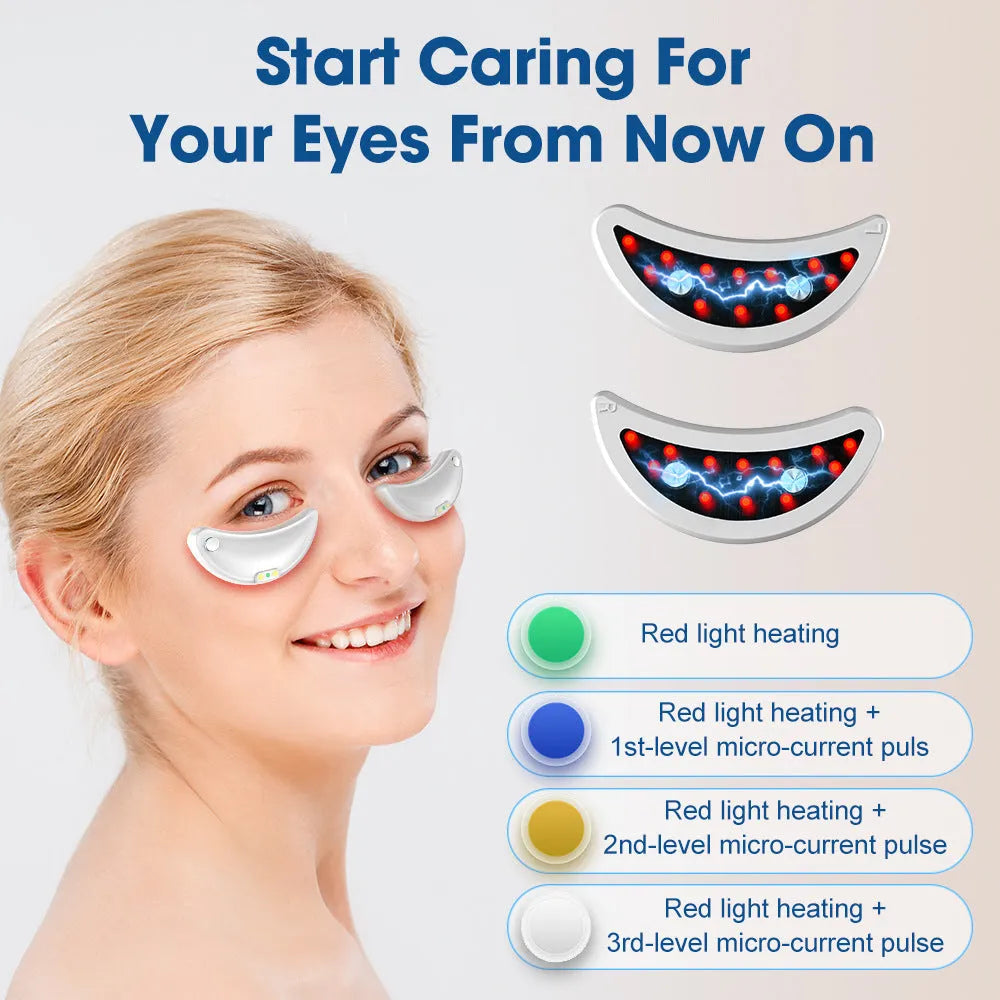 White wireless red light EMS eye and facial massager beauty device