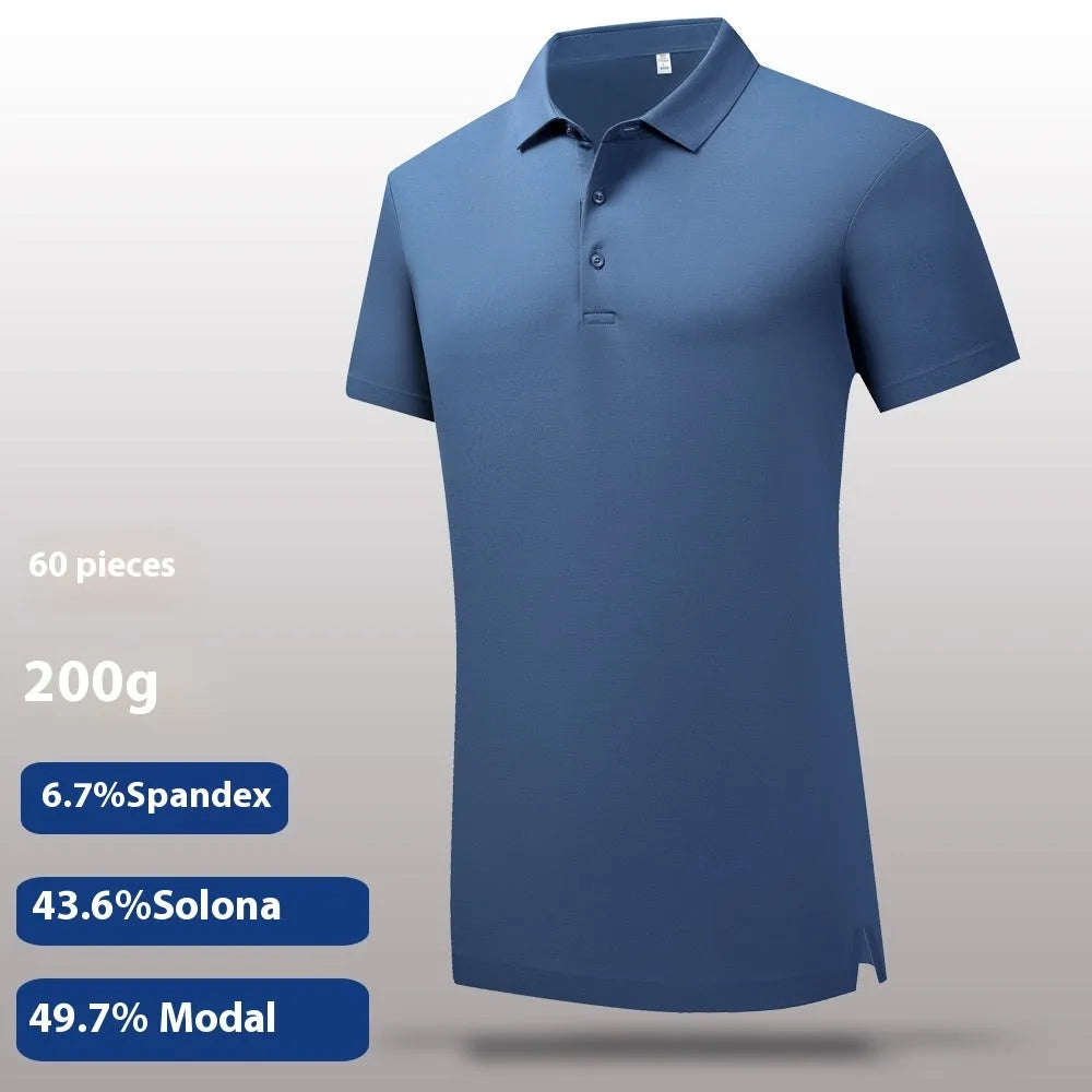 60 Lanjing Modal Lapel Polo Shirt men short sleeve business summer top