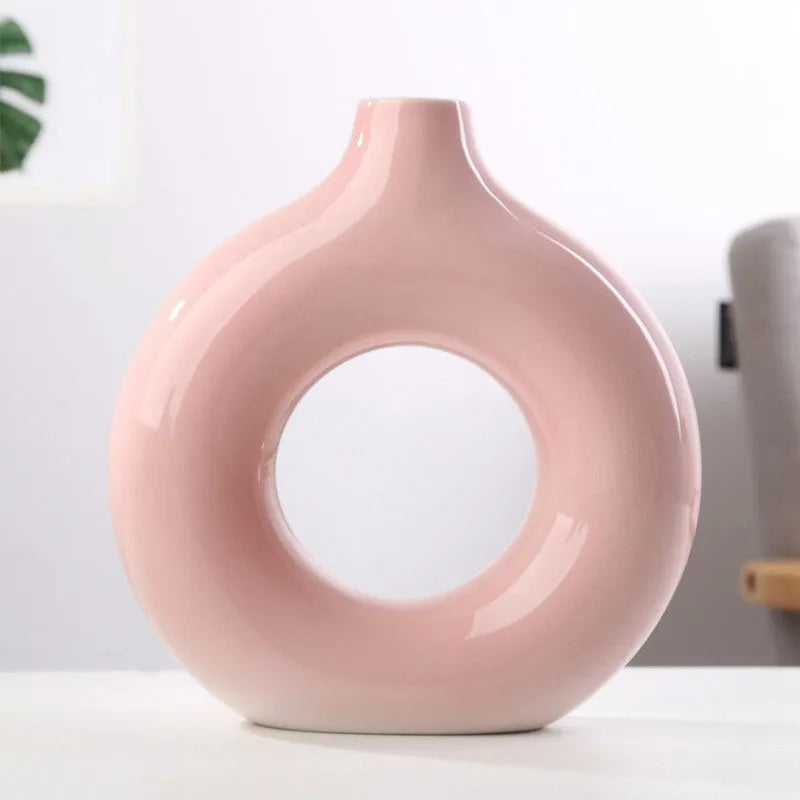 Frosted particle porcelain biscuit vase in neutral colour for floral arrangements