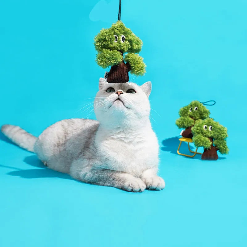 Pine tree cat mint toy bag pendant in three sizes for cat biting and grinding play