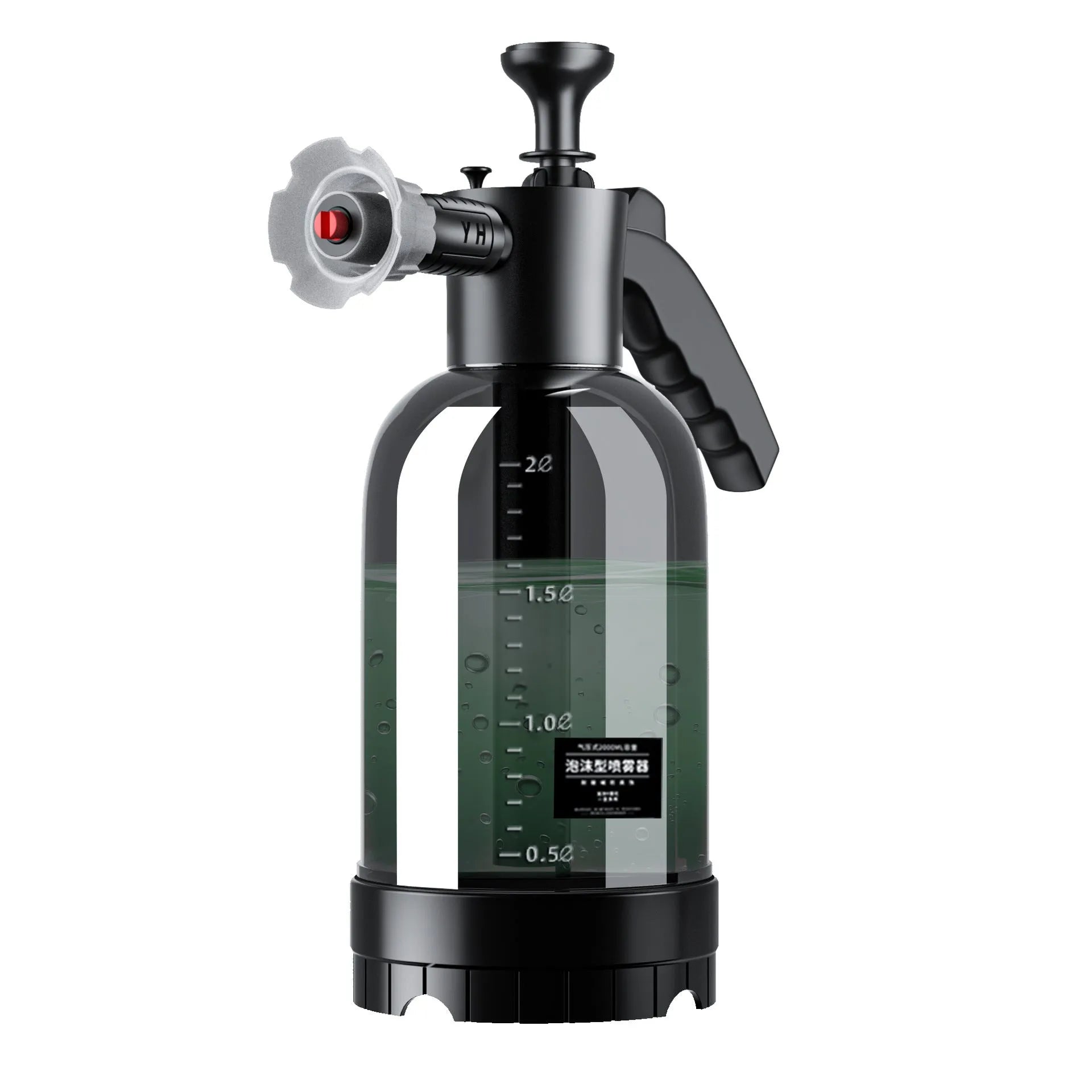 Handheld car wash foam sprayer with 2-litre container and high-pressure water cannon