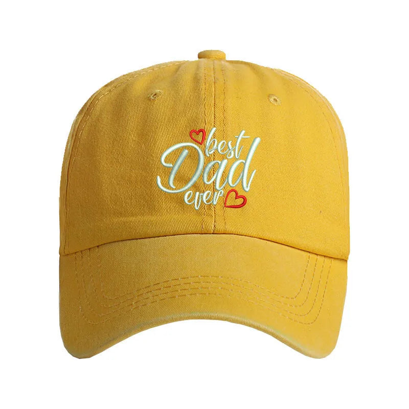 Cotton baseball cap with embroidered letters on front, shown in various colours.