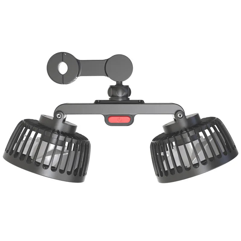 Black car USB rear seat fan with adjustable head for backseat cooling