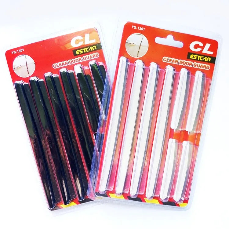 White solid colour plastic car door edge protector strip anti-collision trim.