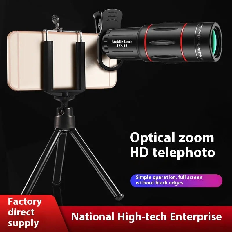 18x high-definition external telephoto lens for mobile phones with waist pack and cleaning cloth