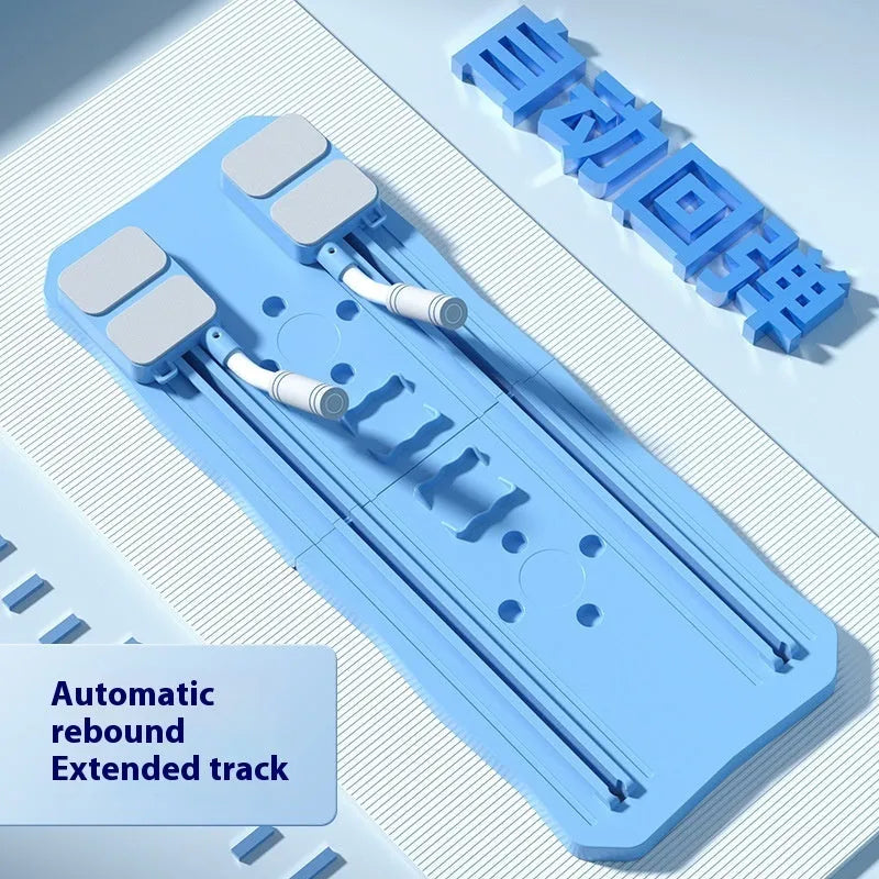 Blue multi functional fitness board with foldable design and Ab rocket on a light background