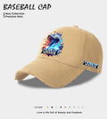 Men's casual baseball cap in European and American style, available in beige, black, and blue.