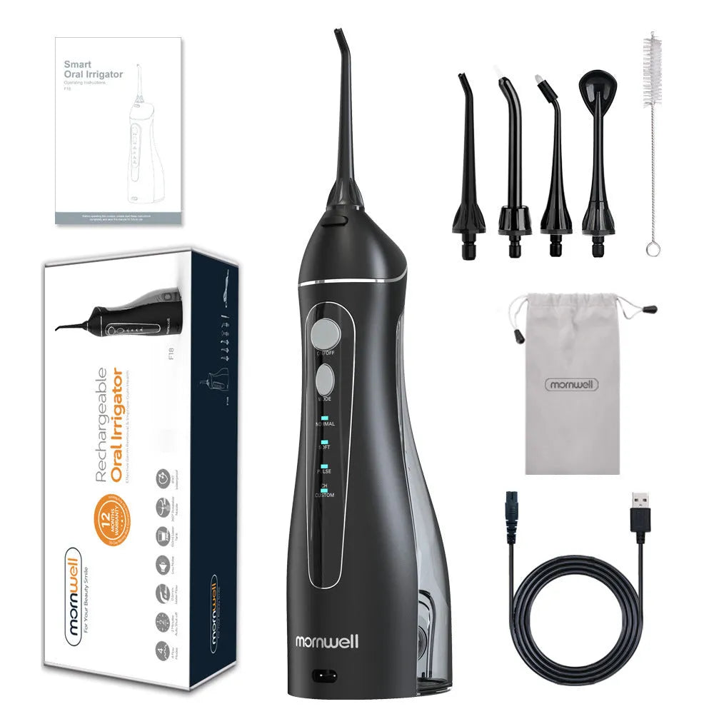 Black ProOral Mornwell portable oral irrigator or electric water flosser for adult dental care.
