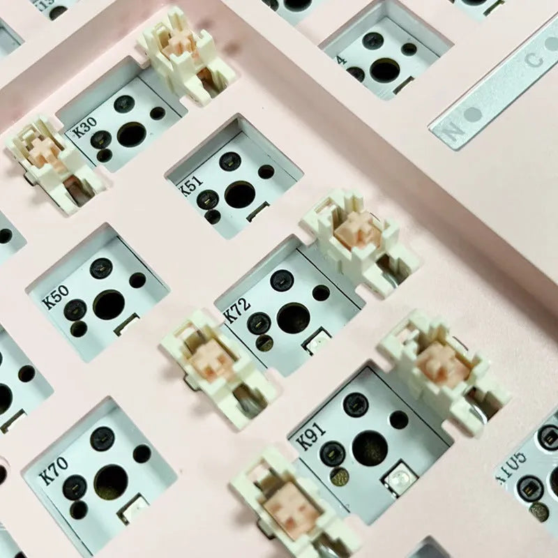 DIY hot-swappable mechanical keyboard kit with plastic case in multiple colour options