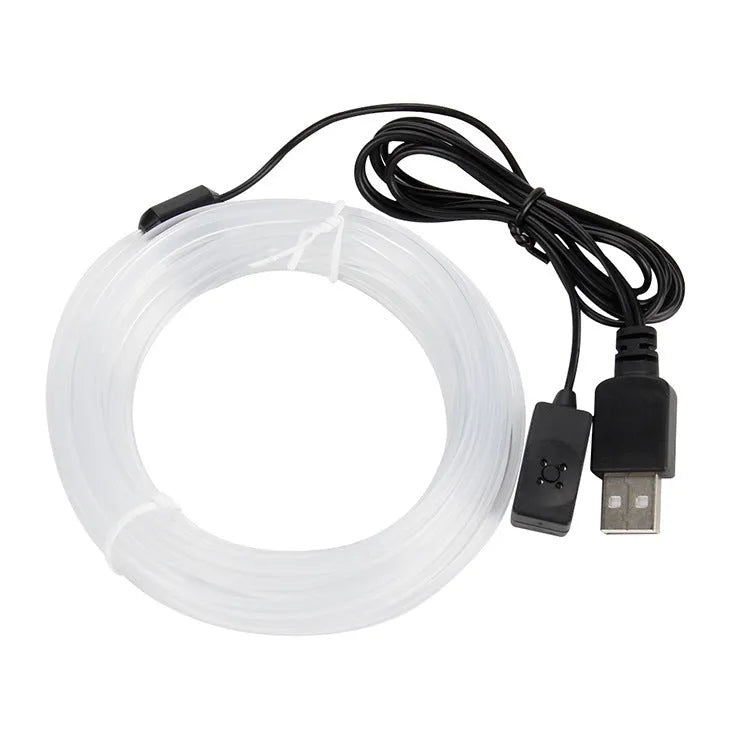 Flexible PVC car LED light strip with USB connector for 12V vehicle interior ambient lighting in colourful patterns