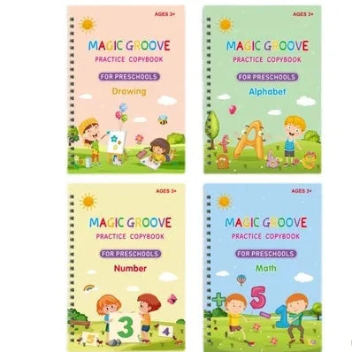 Children's English groove magic calligraphy set with notched post and ten pen refills