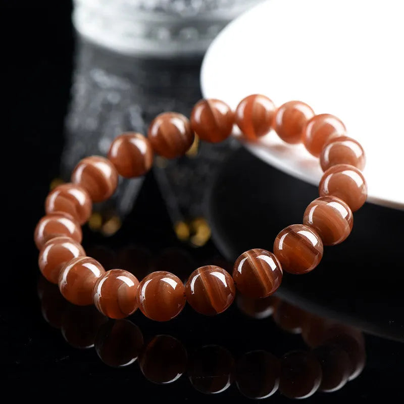 Natural old mine rhodochrosite round beads bracelet with 6mm or 8mm manganese spar beads