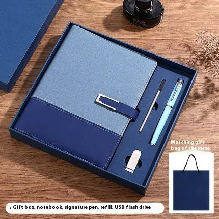 A5 soft PU leather business notebook in brown, black, green, red, or blue with gift box option