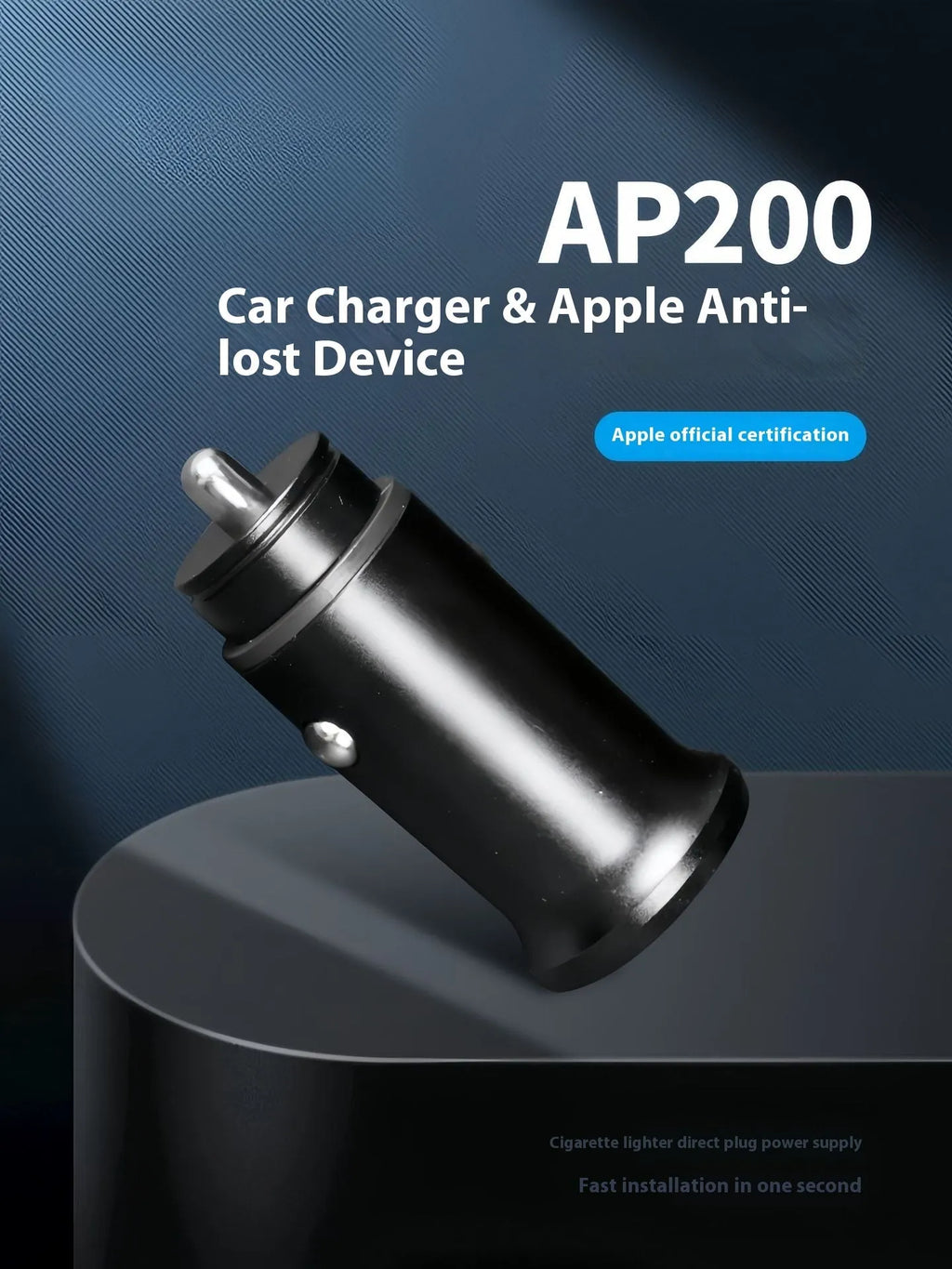 Black ABS plastic car charger locator GPS setting instrument on a dark surface.