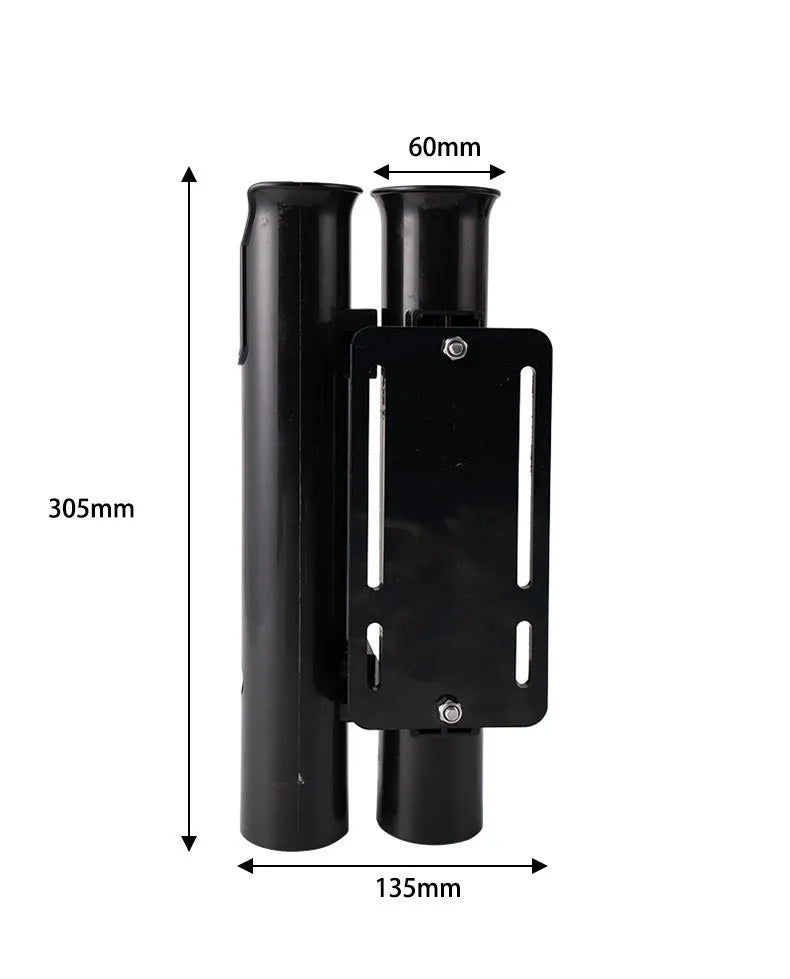 Carbon fishing rod rack mounted on bicycle frame with double-layer plastic construction