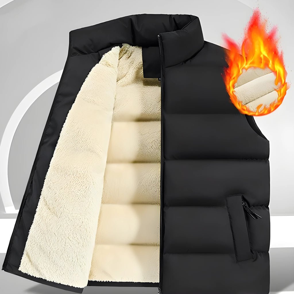Men's striped lambswool vest in black, dark blue, or red with sleeveless waistcoat design