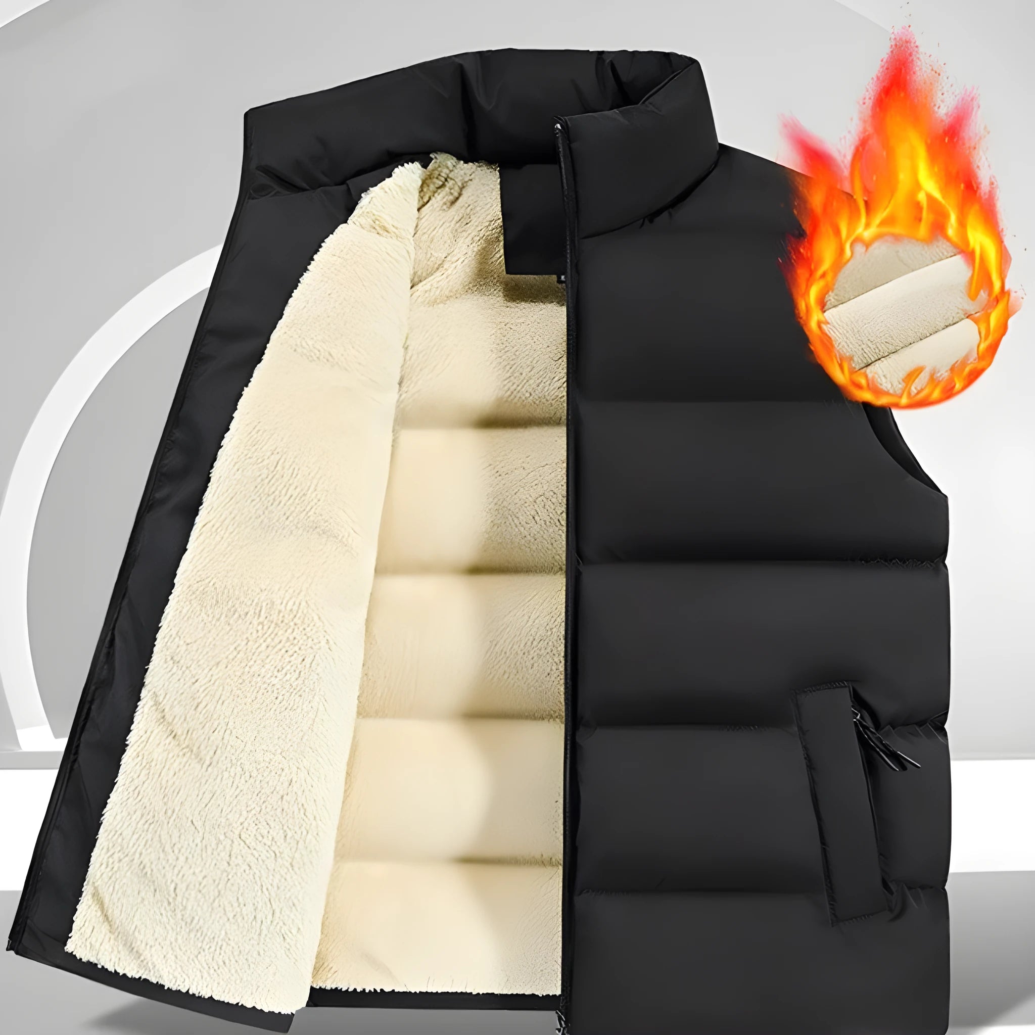 Men's striped lambswool vest in black, dark blue, or red with sleeveless waistcoat design
