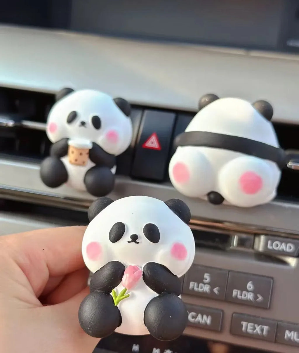 Panda car vent perfume clip air freshener decoration in three style variations