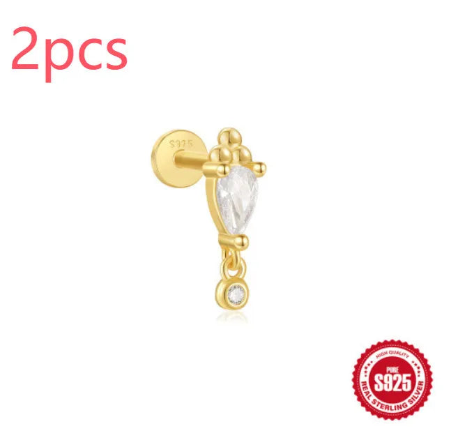 925 sterling silver tassel ear stud with gold electroplating in six colour options