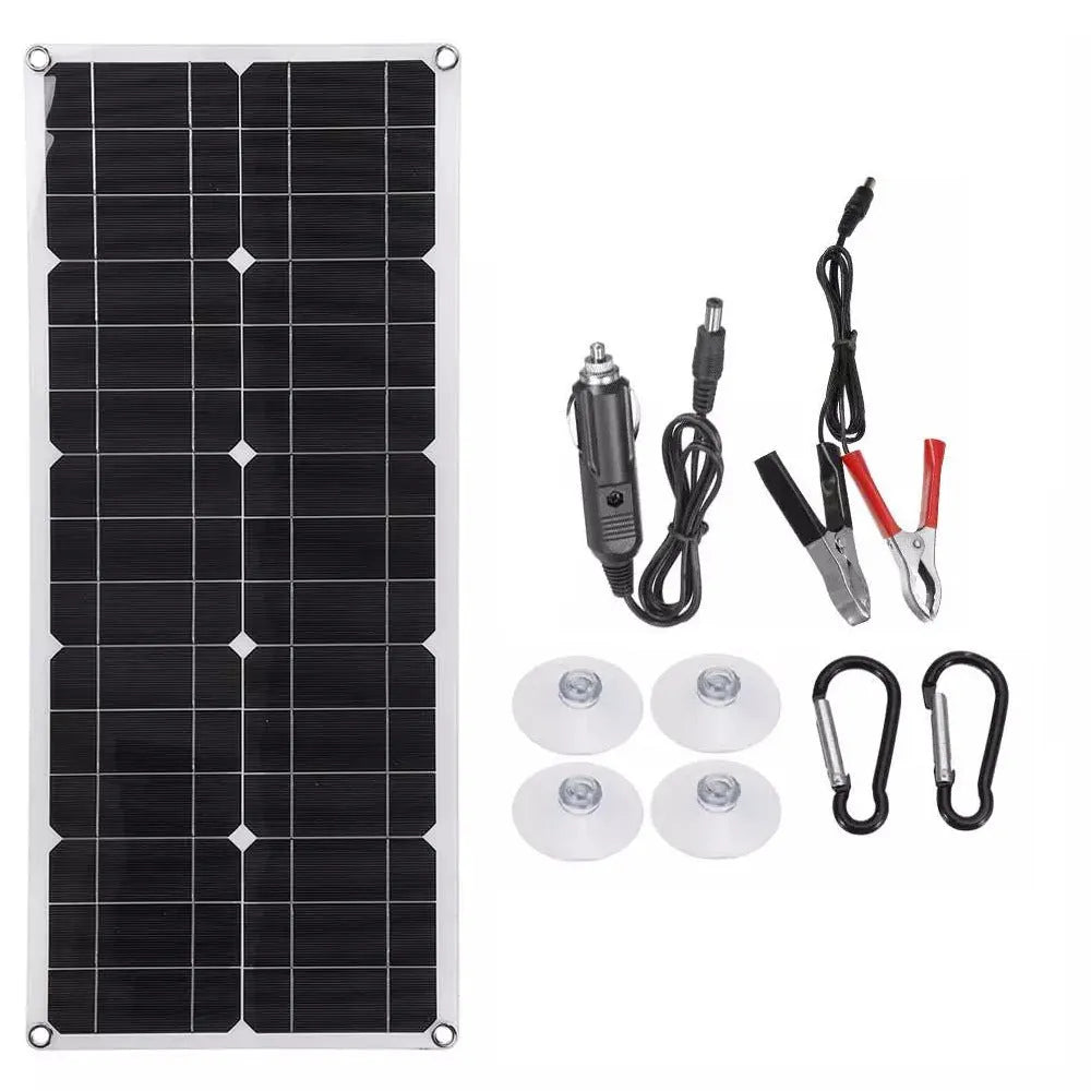 30W semi-flexible solar charging panel with USB output for outdoor device charging