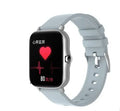 Black smart watch with 1.7-inch colour touch screen on an adjustable strap, showing fitness data interface.