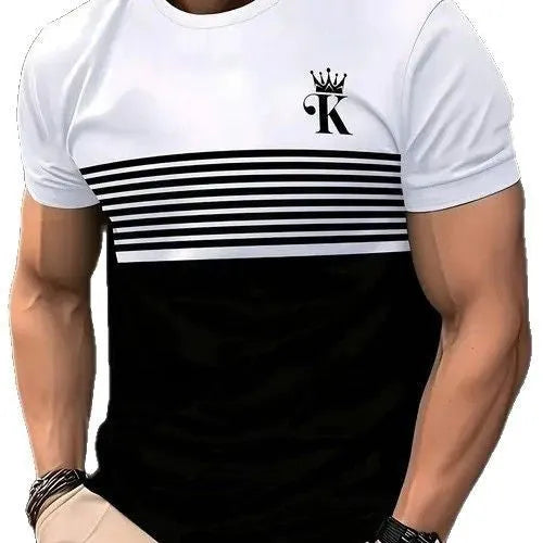 Men's loose fit polyester t-shirt in contrast colours with short sleeves for summer casual wear
