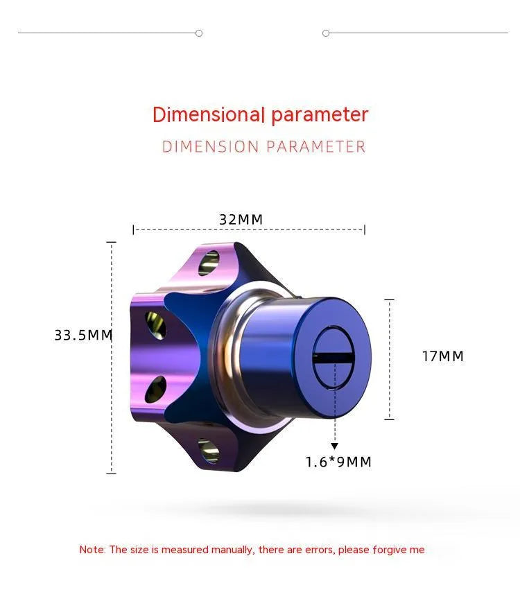 T6 aluminium alloy motorcycle key head covers in hexagonal, five-pointed star and plum blossom designs
