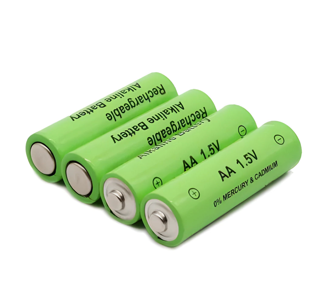 Alkaline rechargeable AA battery with 3000mAh capacity and 1.5V voltage.