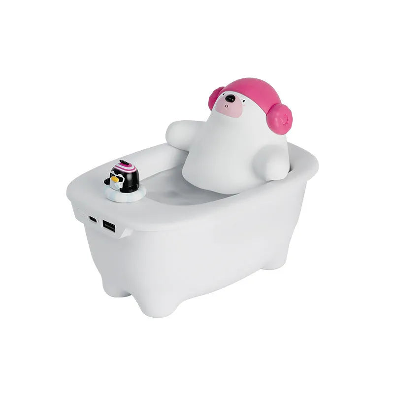 White USB air humidifier and aromatherapy diffuser with 550ml water tank on a desk