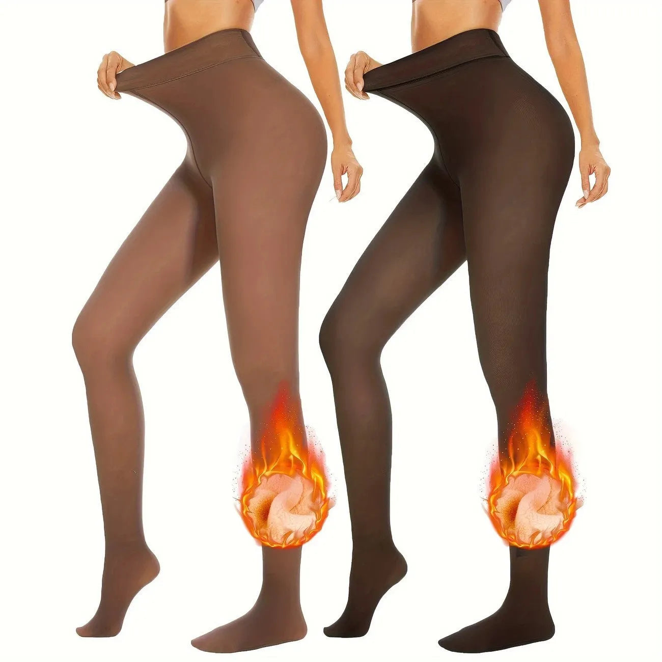 Women's anti-snagging leggings with wool lining in black, coffee and silver silk styles