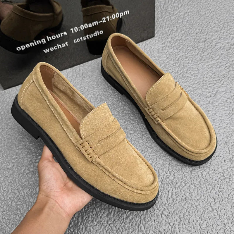 Men's retro slip-on casual shoes in microfiber PU leather with rubber sole