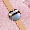 Women's smart watch with circular colour screen, metal strap, and aluminium alloy case