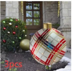 60cm diameter PVC inflatable Christmas ball decoration in various colour patterns