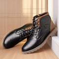 Men's brown ankle boots with side zip fastening and round toe design on rubber sole