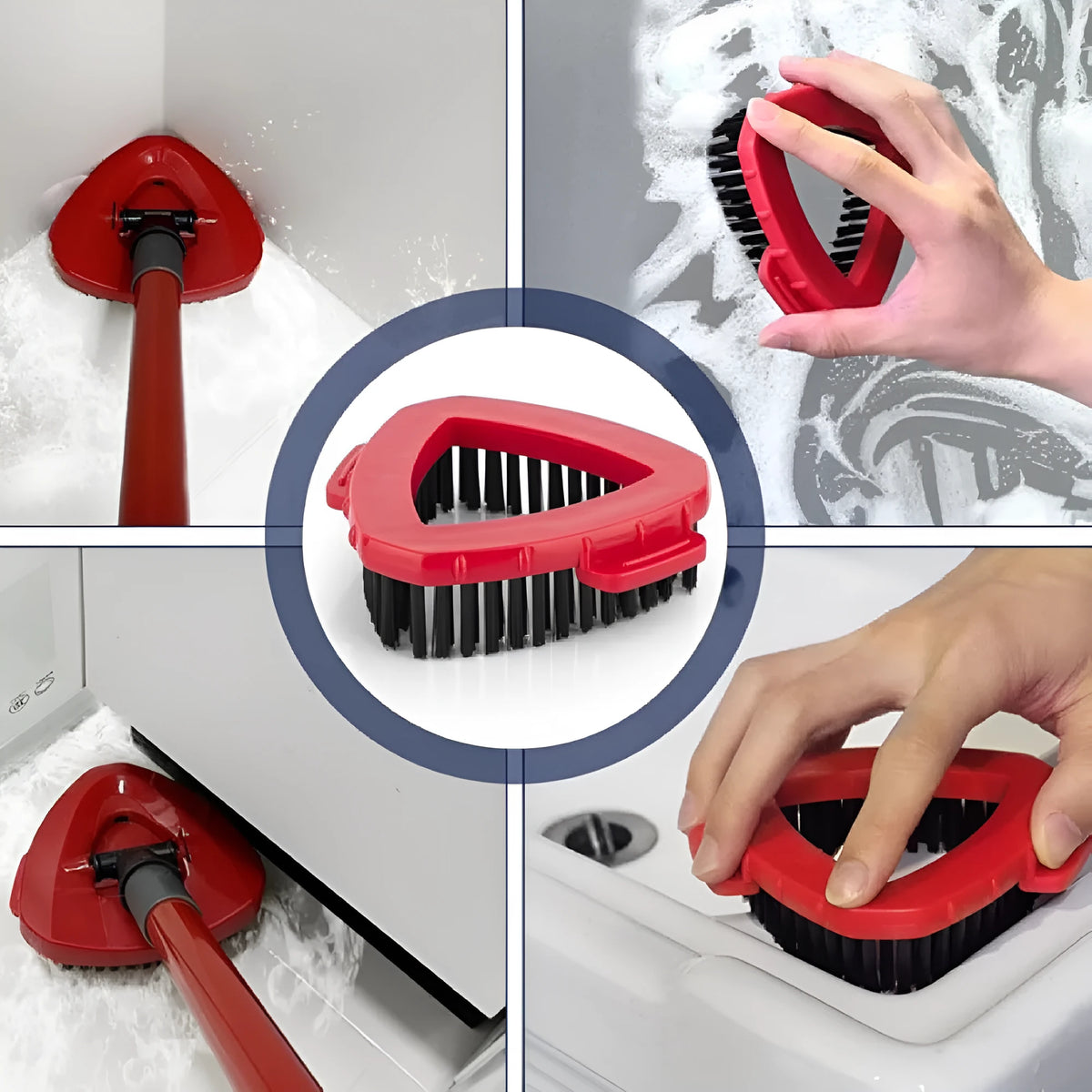 Triangular replacement brush head with PP body and nylon bristles, 13cm x 10.9cm x 3.5cm