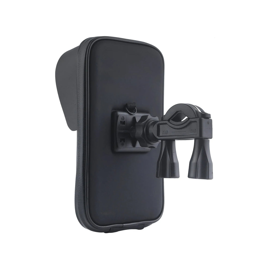 XL bicycle waterproof phone bag bracket holder mounted on handlebars with phone inside