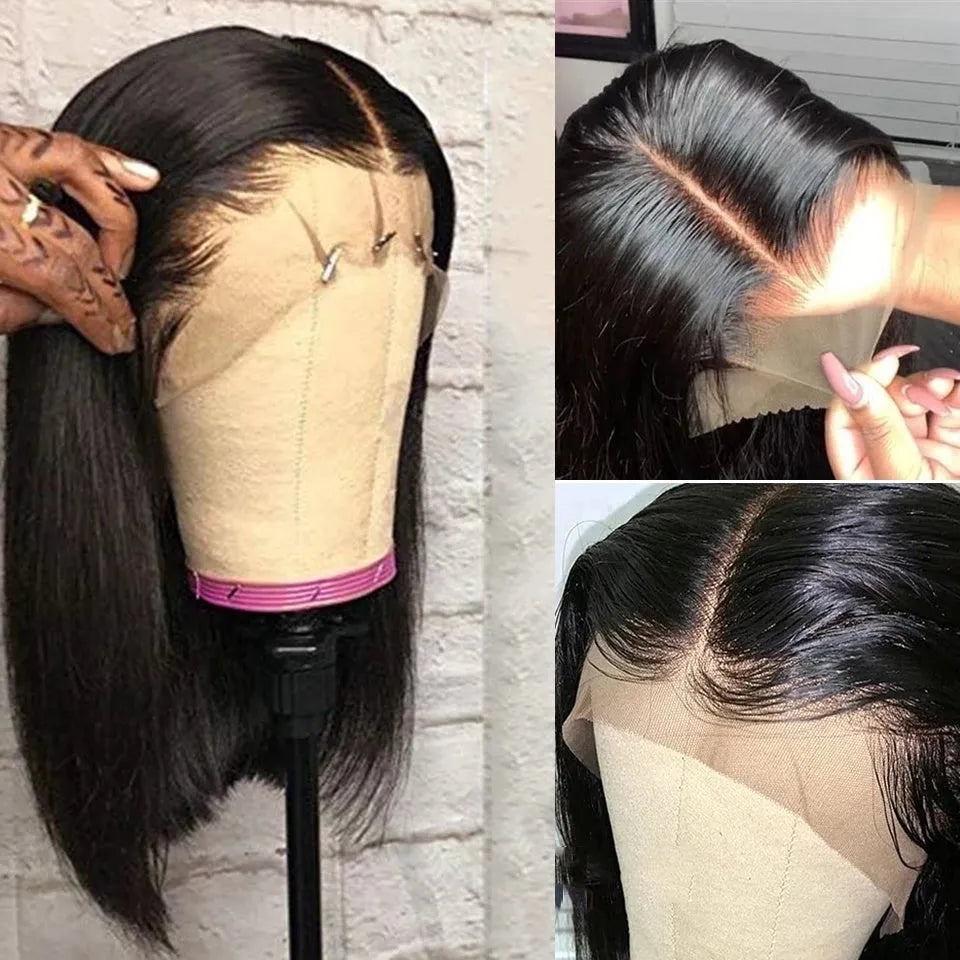 Super double drawn 13x4 brown lace frontal wig real human hair for ladies available in 8 to 16 inch lengths