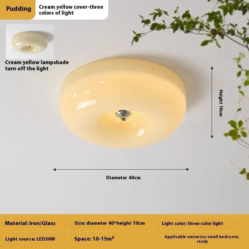 American-style cream coloured bedroom ceiling lamp with three-light colours and 40cm diameter.