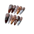 French style leopard print, flower and cross pattern nail armour stickers pack.
