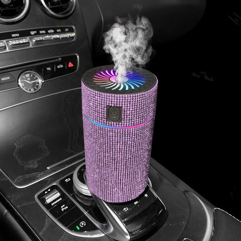 Diamond-shaped car humidifier with air purifier function in multiple colour options