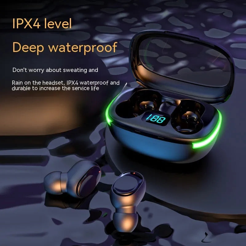 Black Y80 wireless Bluetooth in-ear earphone with wireless charging case