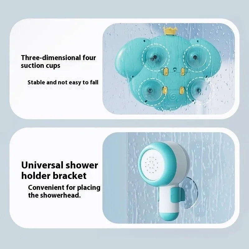 Electric elephant-shaped bubble shower head toy for children's bath time