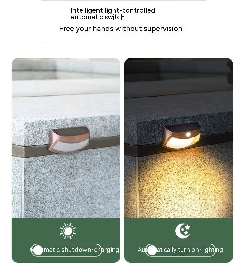 Solar garden wall lamp with retro smiling face design for outdoor decorative lighting