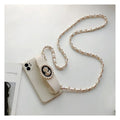 White TPU wrist strap crossbody chain protective case for iPhone with lanyard