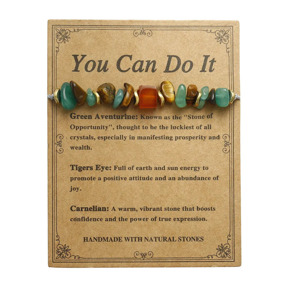 Women's geometric stone beaded bracelet with manually crafted charms in fashion OL style
