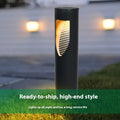 Black geometric abstract art solar garden light with stainless steel construction, 30cm tall