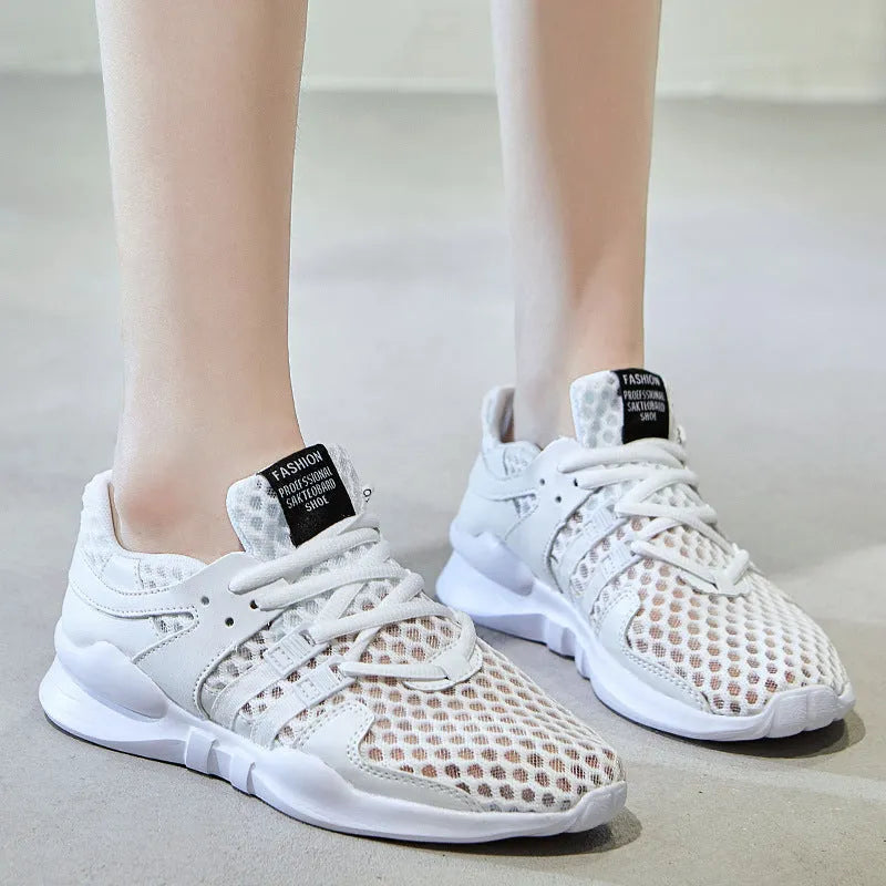 Breathable hollow-out casual sneaker in mesh construction with round toe and low-top design