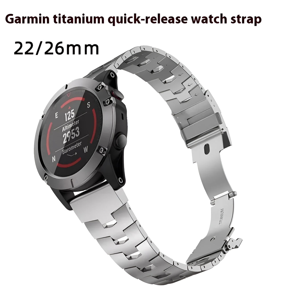 Garmin Jiaming watch replacement strap in silver, black or titanium colour for Fenix series compatibility