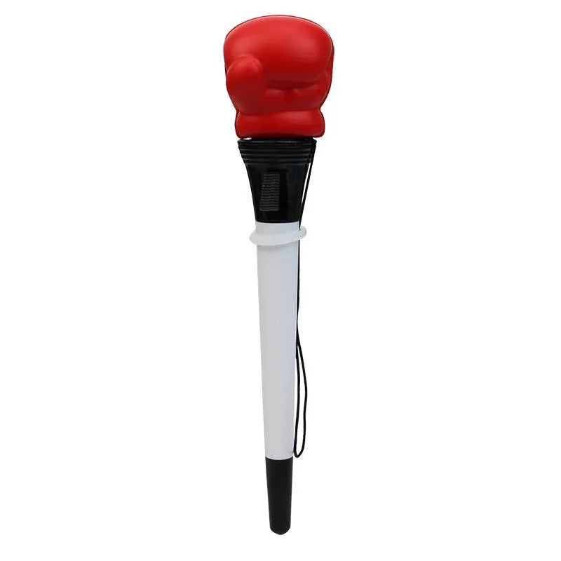 Four black pressure relief pens with boxing press ejection mechanism and 0.7mm bullet tips